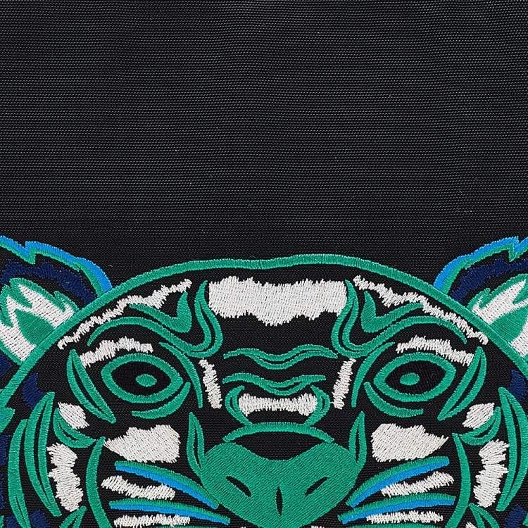 Pre Owned Kenzo Black Nylon Logo Embroidered Pouch
