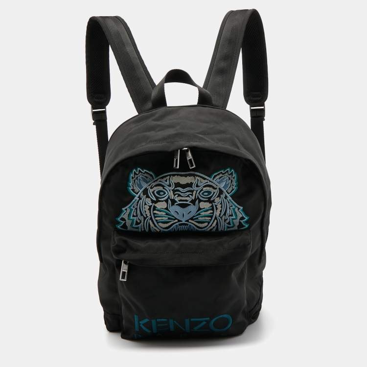 Kenzo Black Tiger Embroidered Nylon Backpack Kenzo The Luxury Closet