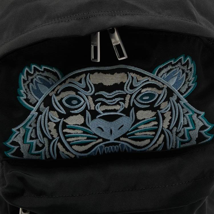 Pre Owned Kenzo Black Tiger Embroidered Nylon Backpack