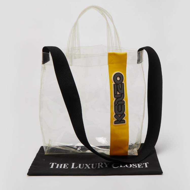 Pre Owned Kenzo Yellow/Clear PVC and Rubber Logo Shopper Tote