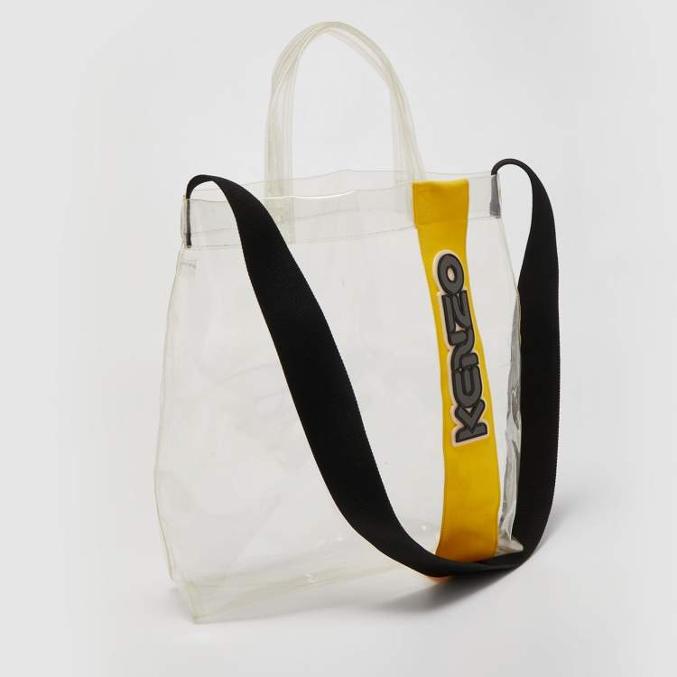 Pre Owned Kenzo Yellow/Clear PVC and Rubber Logo Shopper Tote