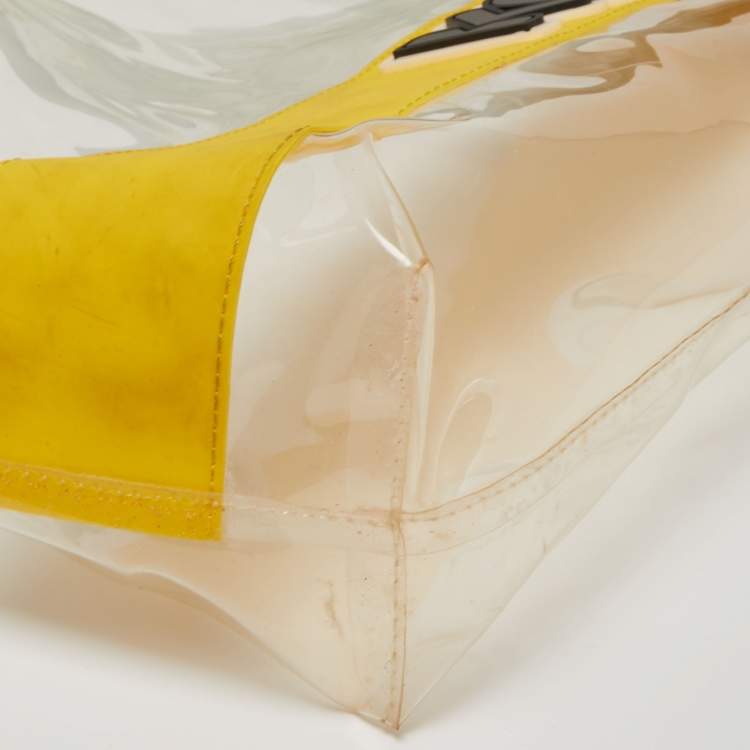 Pre Owned Kenzo Yellow/Clear PVC and Rubber Logo Shopper Tote