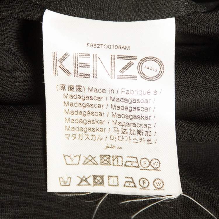 Pre Owned Kenzo Black Embroidered Crepe Sweatshirt XL