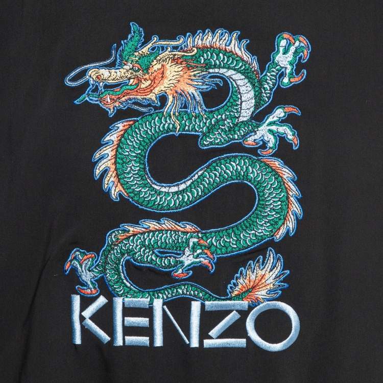 Pre Owned Kenzo Black Embroidered Crepe Sweatshirt XL