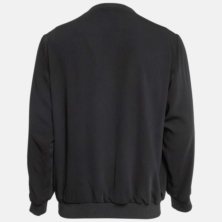 Pre Owned Kenzo Black Embroidered Crepe Sweatshirt XL