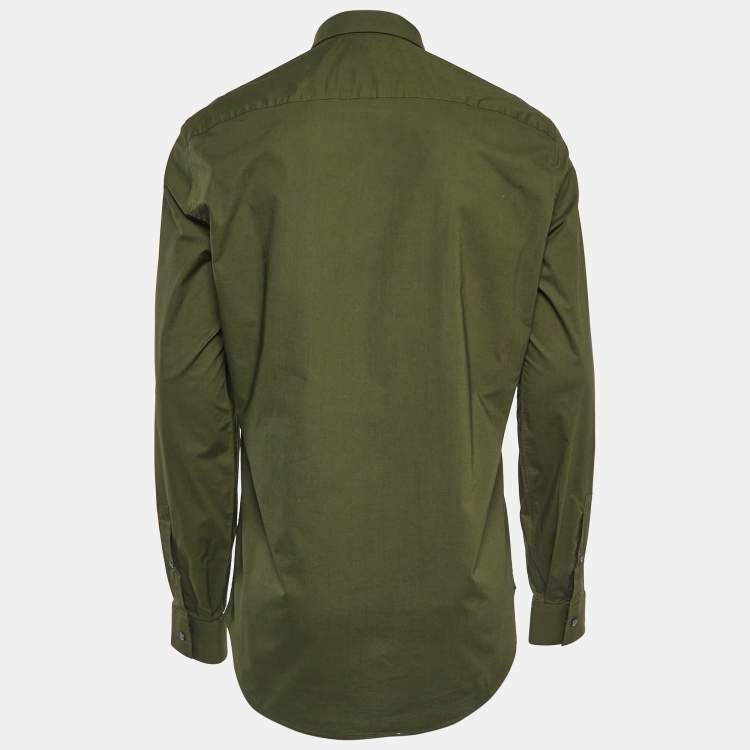 Pre Owned Kenzo Green Cotton Button Front Shirt XL