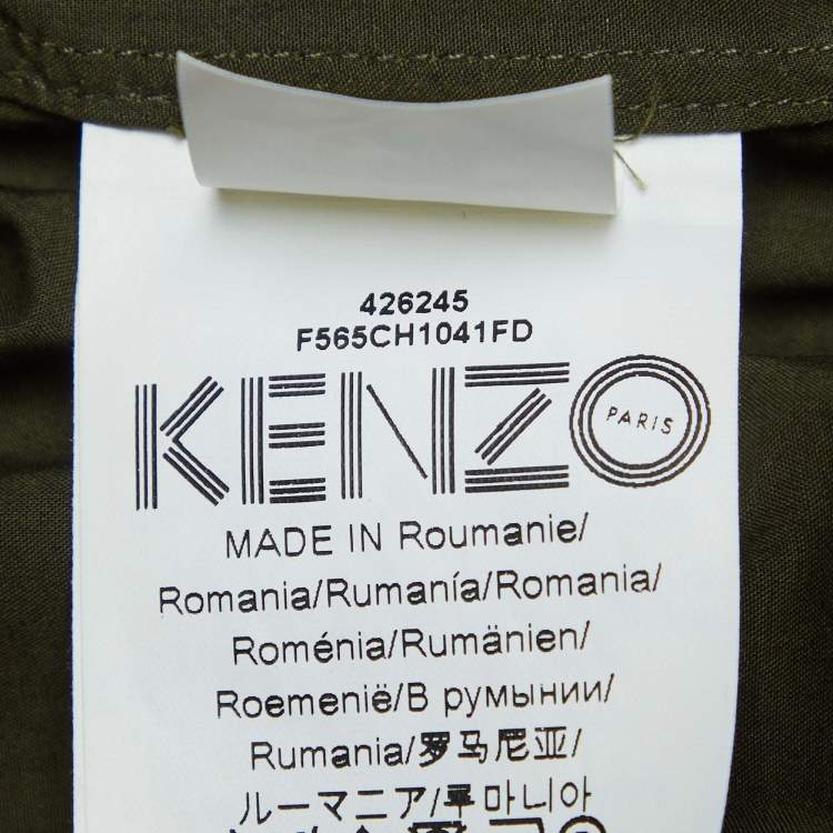 Pre Owned Kenzo Green Cotton Button Front Shirt XL