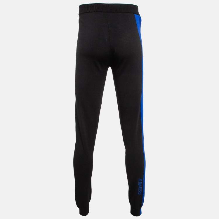 Pre Owned Kenzo Black Jersey Contrast Trimmed Joggers M