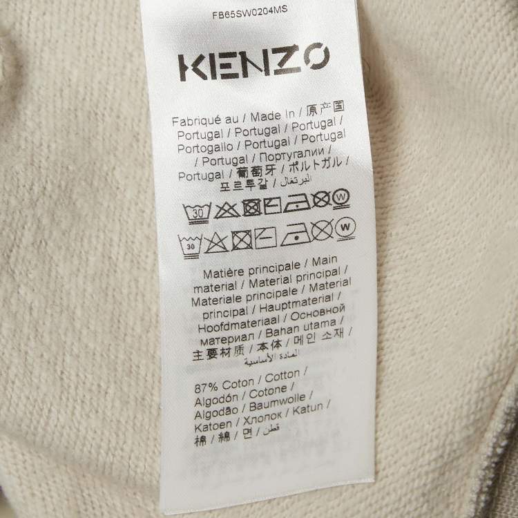 Pre Owned Kenzo Cream Logo Print Cotton Sweatshirt XXL