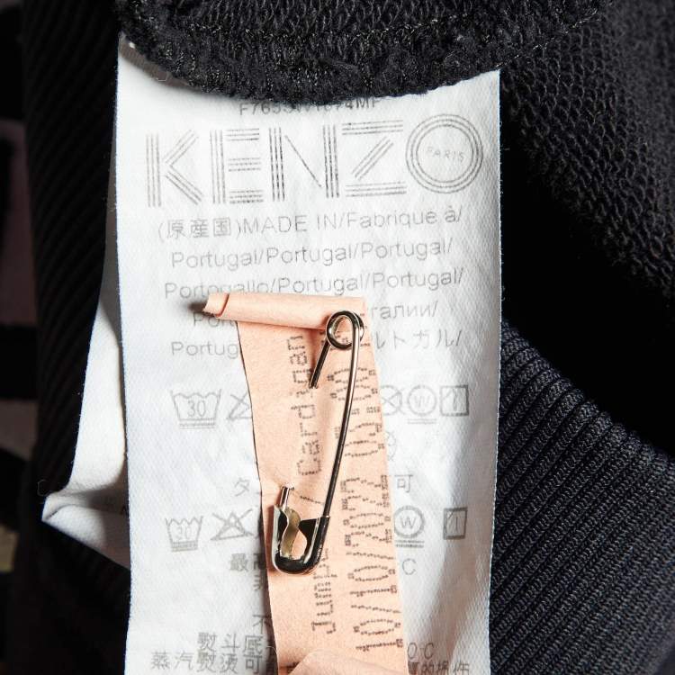 Pre Owned Kenzo Black Printed Knit Sweatshirt M