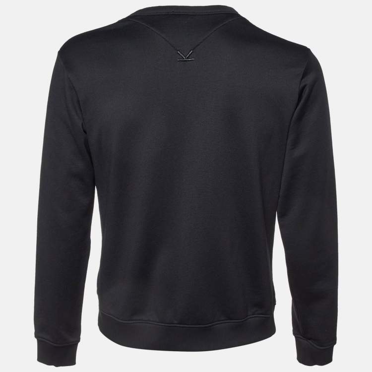 Pre Owned Kenzo Black Printed Knit Sweatshirt M