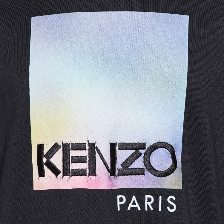Pre Owned Kenzo Black Printed Knit Sweatshirt M