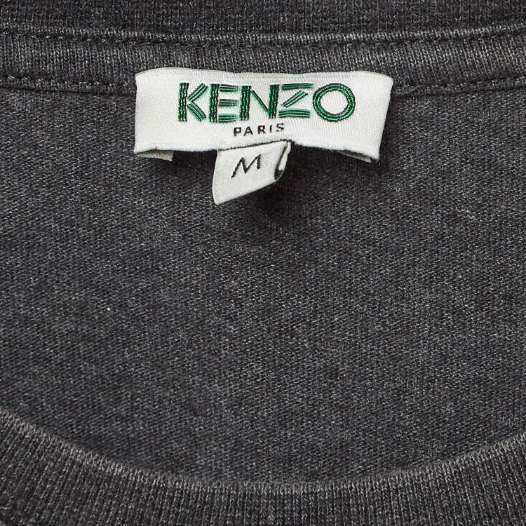 مملوكة مسبقًا Kenzo Dark Grey Printed Cotton Crew Neck T-Shirt M