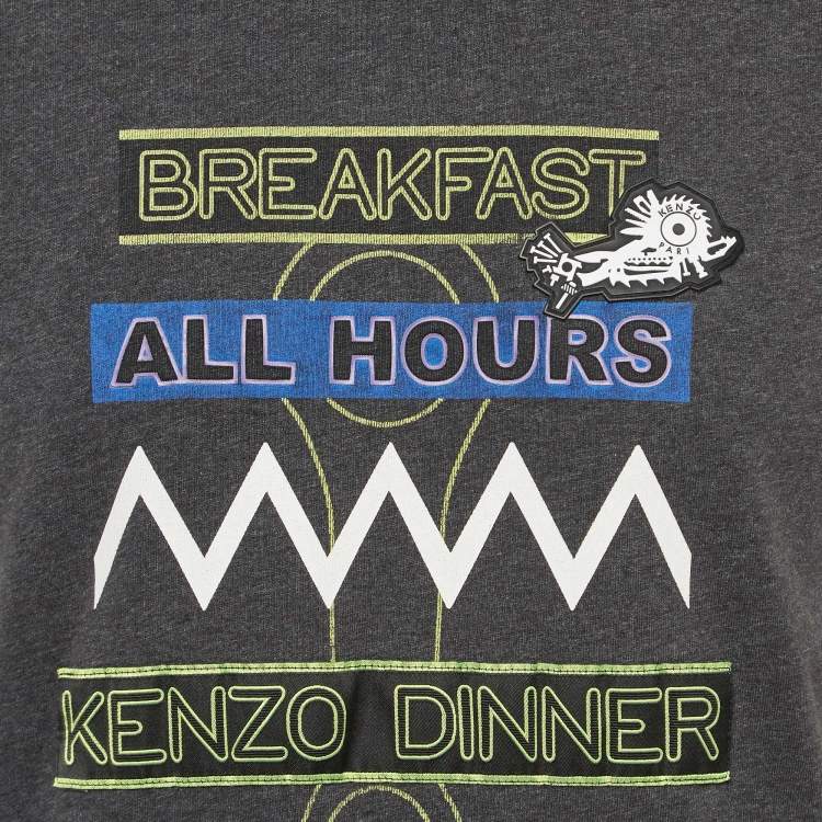 مملوكة مسبقًا Kenzo Dark Grey Printed Cotton Crew Neck T-Shirt M
