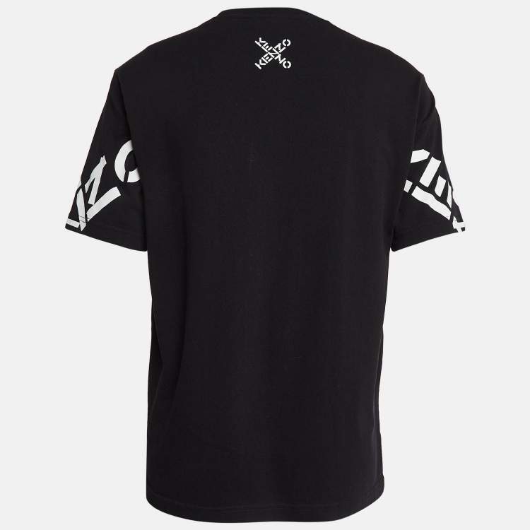 Kenzo Black Logo Print Cotton Knit Crew Neck T-Shirt M Kenzo
