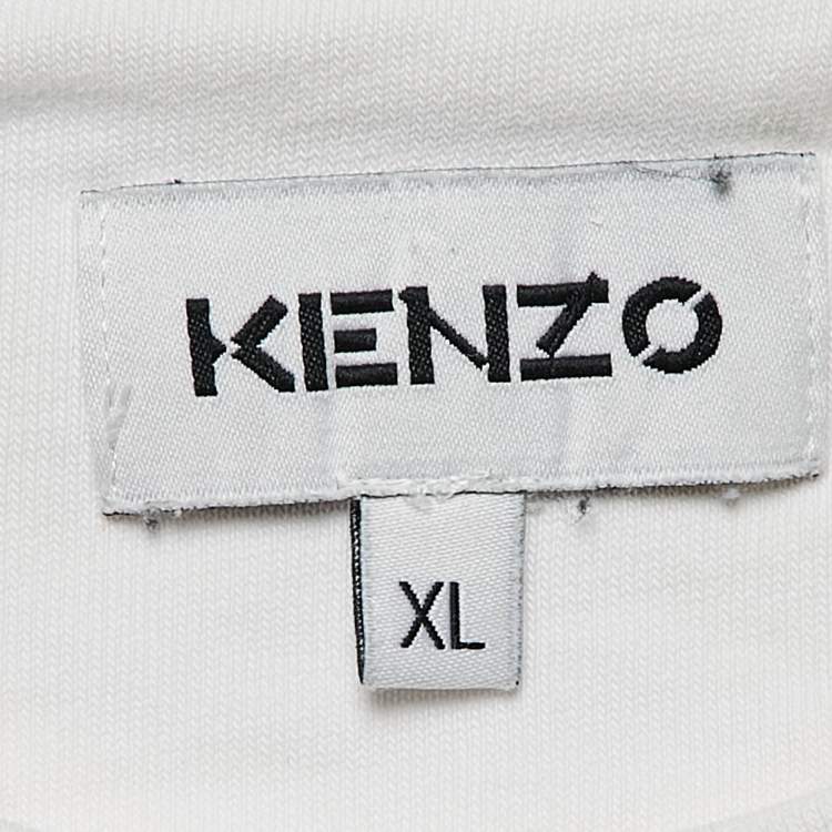 Pre Owned Kenzo White Tiger Print Cotton Knit T-Shirt XL