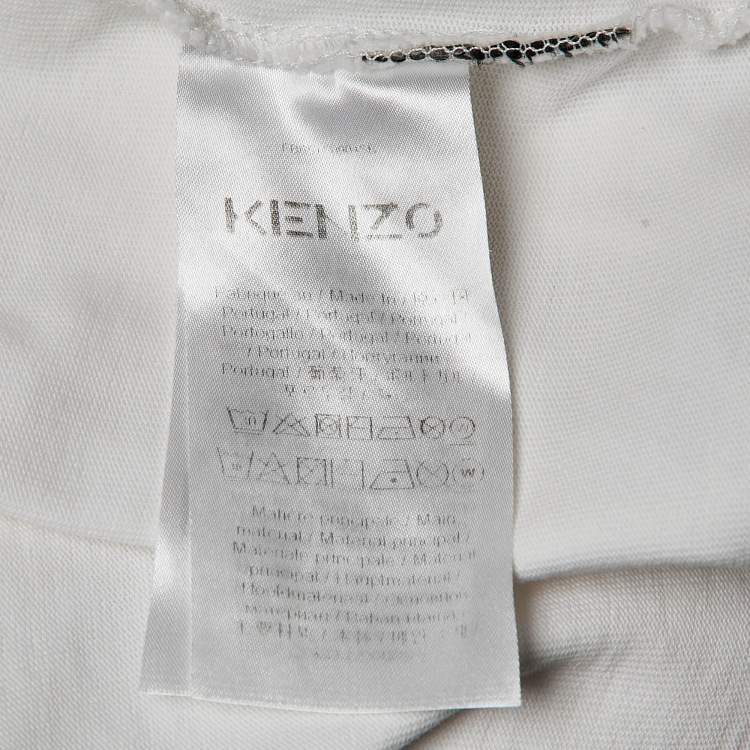Pre Owned Kenzo White Tiger Print Cotton Knit T-Shirt XL