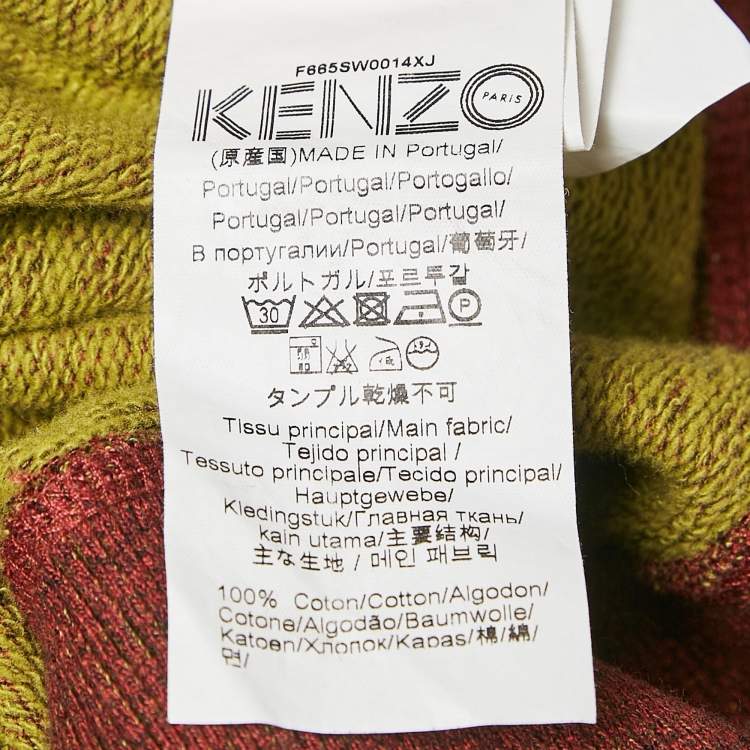 Pre Owned Kenzo Red Logo Embroidered Knit Sweatshirt L