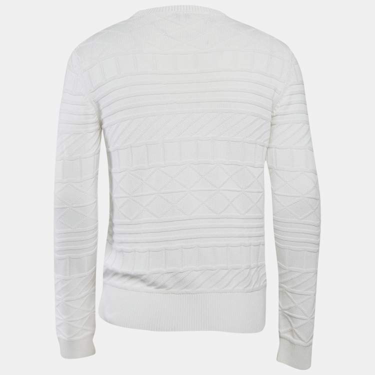 Pre Owned Kenzo White Statue Of Liberty Print Textured Knit Sweater S
