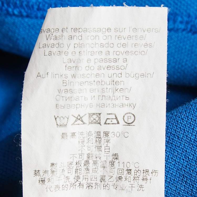 Pre Owned Kenzo Blue Tiger Applique Cotton Pique Polo T-Shirt XL
