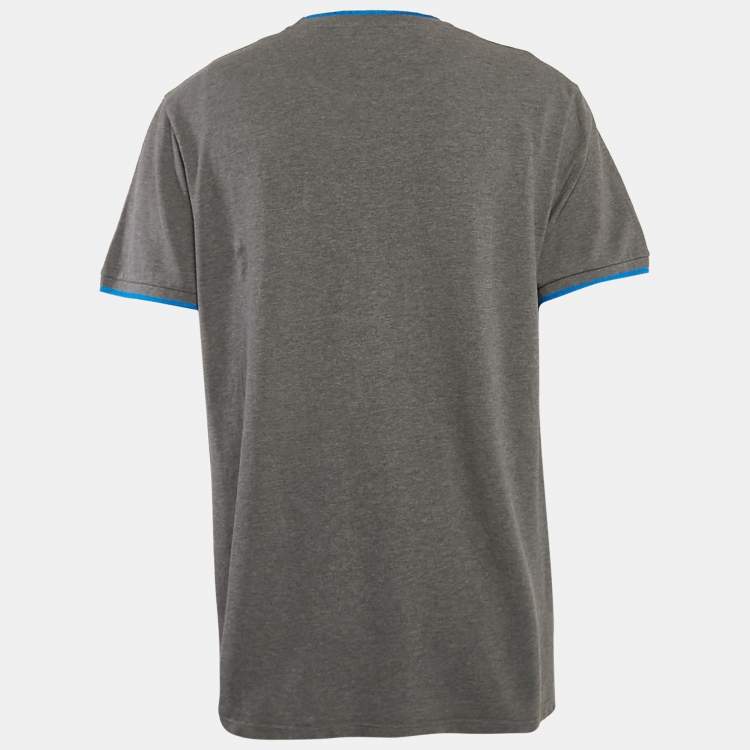 Pre Owned Kenzo Grey Tiger Applique Pocket Pique Cotton T-Shirt XL