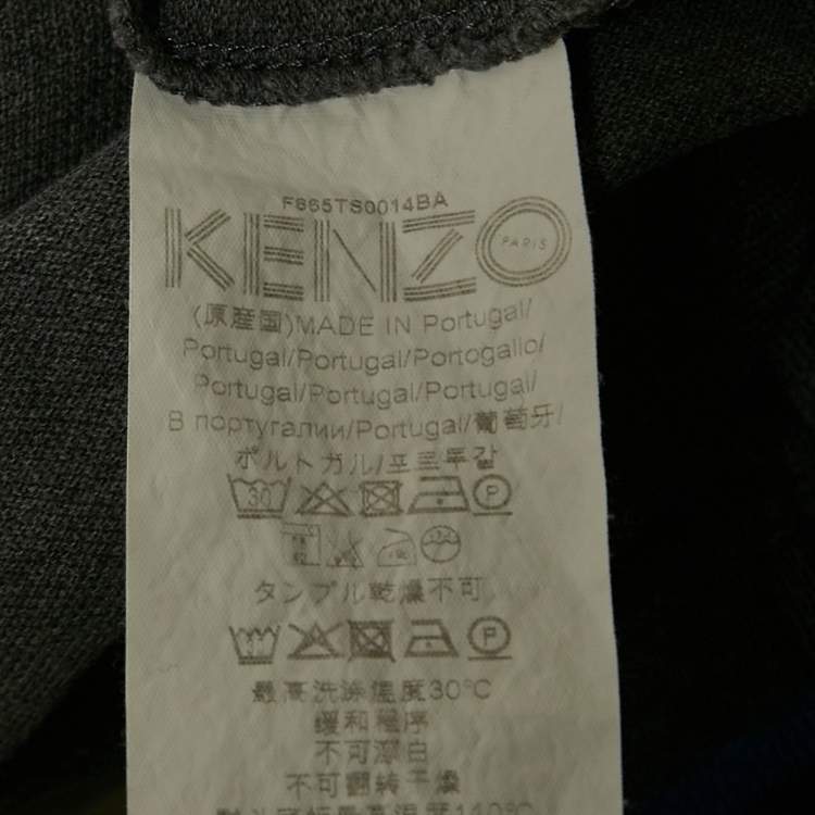 Pre Owned Kenzo Grey Tiger Applique Pocket Pique Cotton T-Shirt XL