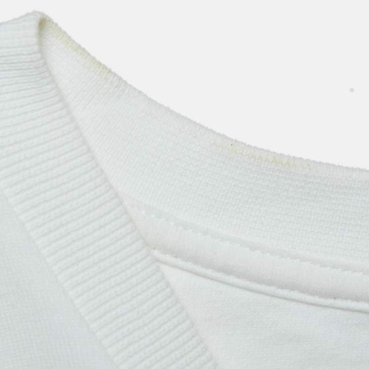 Pre Owned Kenzo White Logo Print Cotton Round Neck T-Shirt M