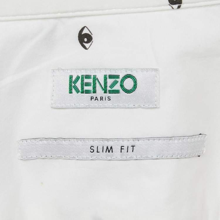Pre Owned Kenzo White Eye Print Cotton Button Front Shirt M