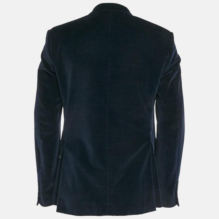 Pre Owned Kenzo Navy Blue Velvet Single Breasted Blazer L