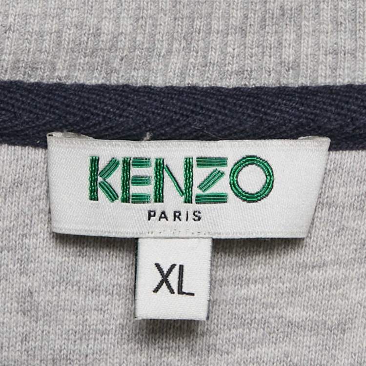 Pre Owned Kenzo Black Eye Embroidered Cotton Crewneck Sweatshirt XL