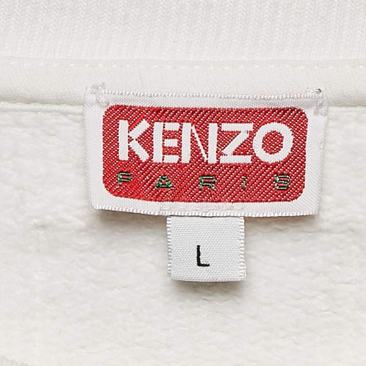 Pre Owned Kenzo White Boke Flower Print Cotton Knit Sweatshirt L