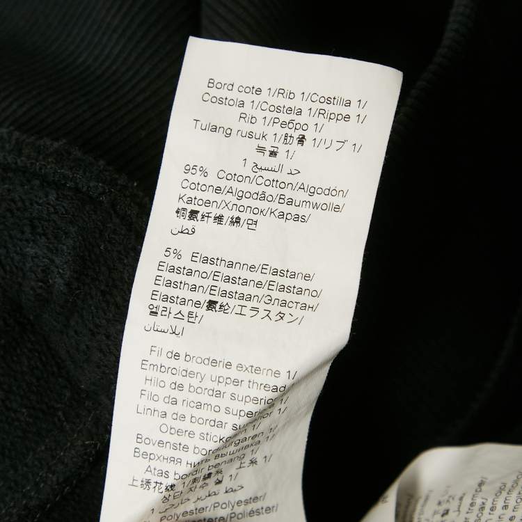 Pre Owned Kenzo Black Floral Logo Embroidery Cotton Hooded Sweatshirt S