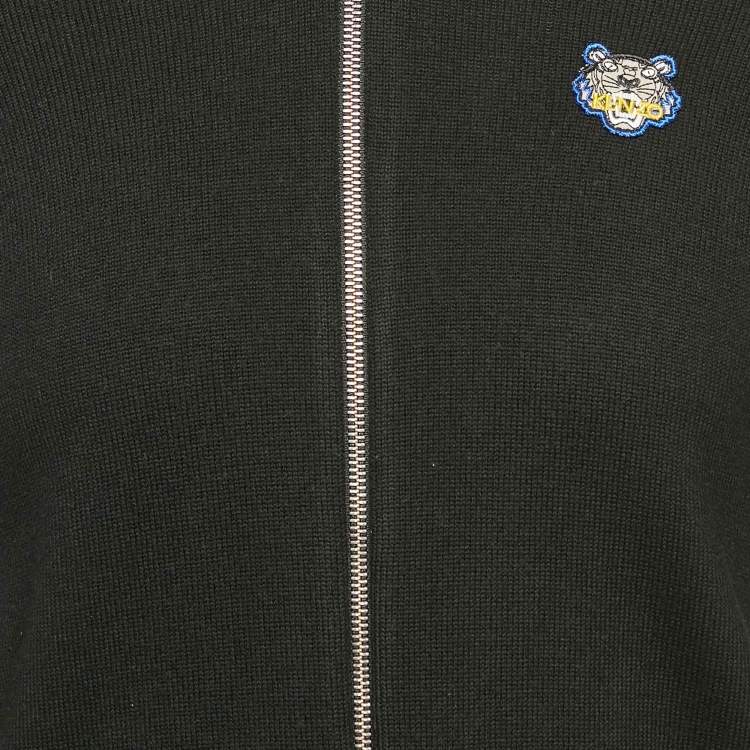 Pre Owned Kenzo Black Knit Zip Front Cardigan XS