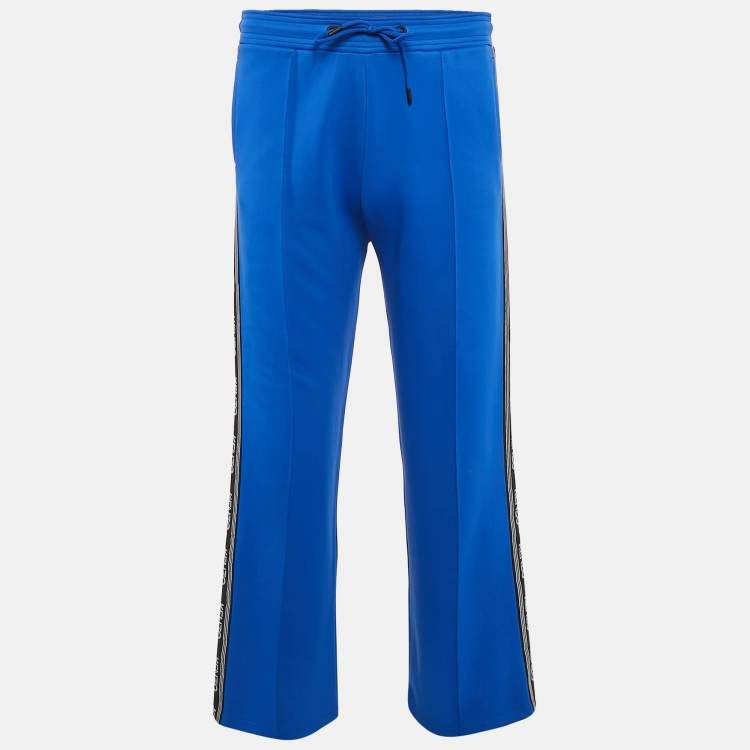 Pre Owned Kenzo Blue Logo Print Jersey Track Pants M
