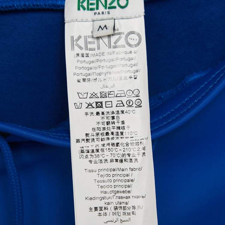 Pre Owned Kenzo Blue Logo Print Jersey Track Pants M