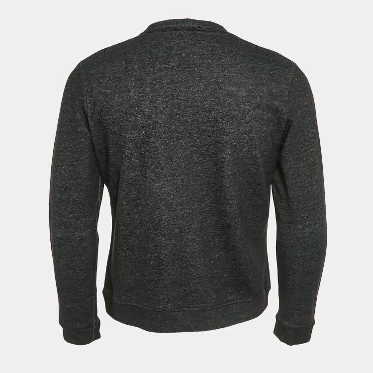 Pre Owned Kenzo Dark Grey Logo Embroidered Cotton Crewneck Sweatshirt XL