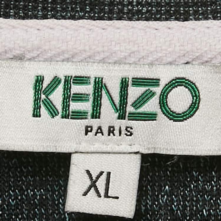 Pre Owned Kenzo Dark Grey Logo Embroidered Cotton Crewneck Sweatshirt XL