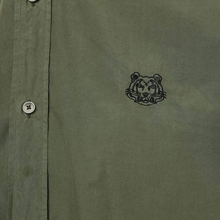 Pre Owned Kenzo Green Cotton Long Sleeve Shirt L