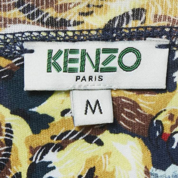 Pre Owned Kenzo Blue Tiger Print Jersey Crewneck T-Shirt M
