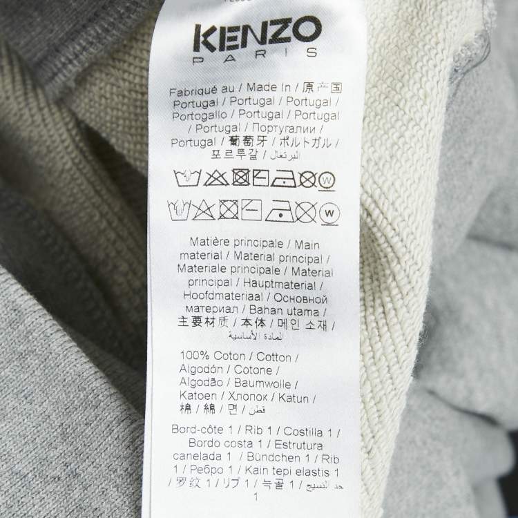 Pre Owned Kenzo X  Verdy Grey flocked-Logo Cotton Knit Sweatshirt L