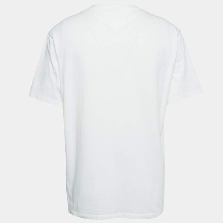 Pre Owned Kenzo White Printed Jersey Crewneck T-Shirt XXL