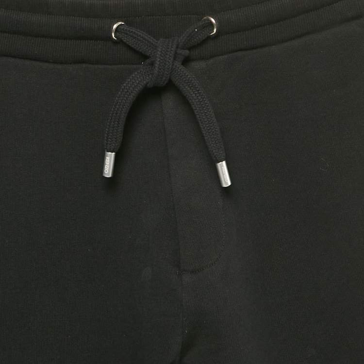 Pre Owned Kenzo Black Logo Print Cotton Jogger Pants XS