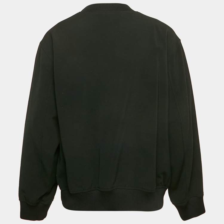 Pre Owned Kenzo Black Eye Embroidery Knit Crew Neck Sweatshirt L