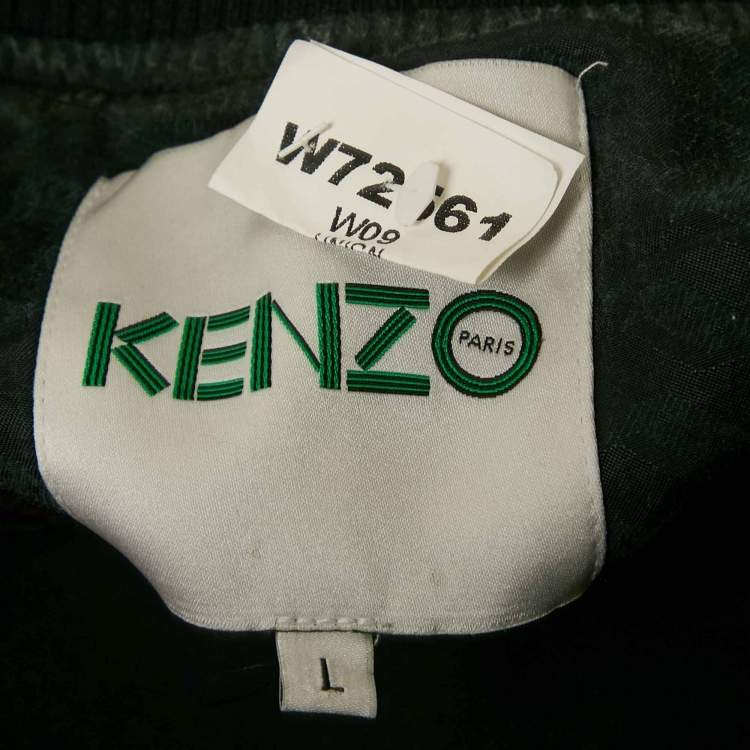 Pre Owned Kenzo Black Eye Embroidery Knit Crew Neck Sweatshirt L