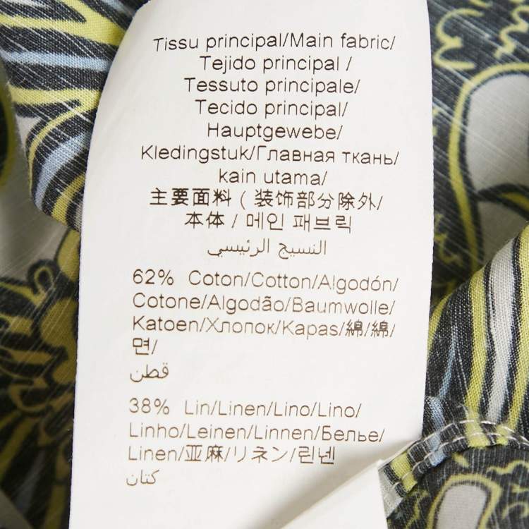 Pre Owned Kenzo White Phoenix Print Cotton Short Sleeve Shirt M