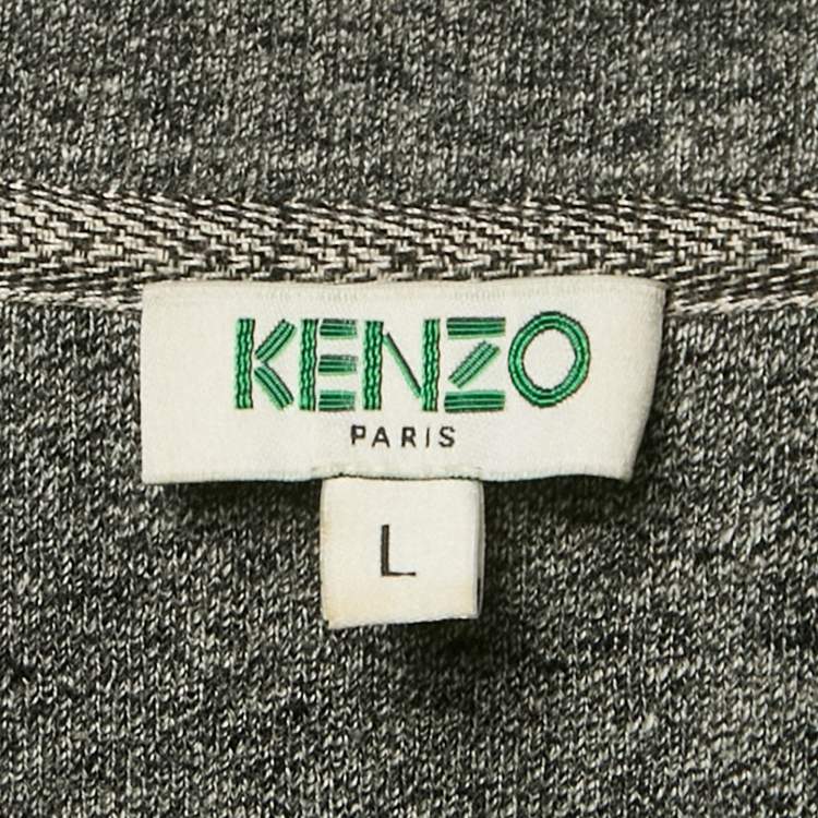 Pre Owned Kenzo Navy Blue/Brown Printed Cotton Crewneck Sweatshirt L