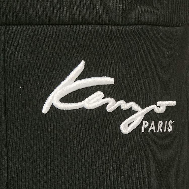 Pre Owned Kenzo Black Logo Embroidered Cotton Knit Joggers M