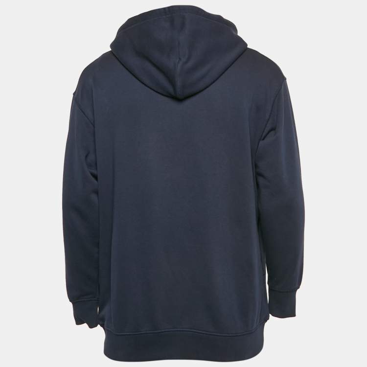 Pre Owned Kenzo Navy Blue Floral Tiger Embroidery Cotton Oversize Hooded Sweatshirt XS