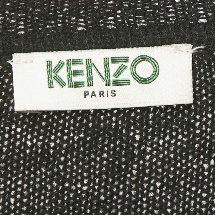 Pre Owned Kenzo Black Tiger Logo Embroidery Wool Blend Knit Sweater XS