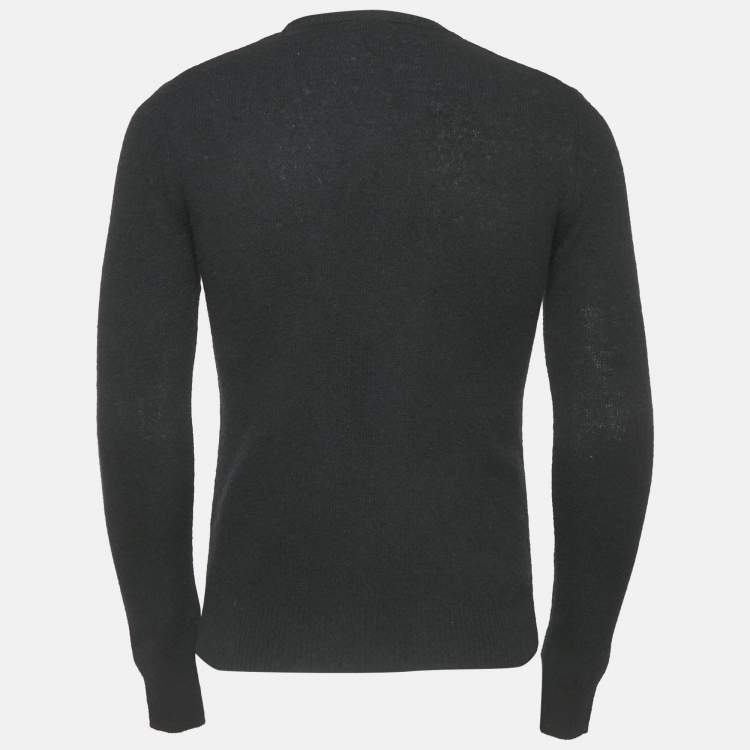 Pre Owned Kenzo Black Tiger Logo Embroidery Wool Blend Knit Sweater XS
